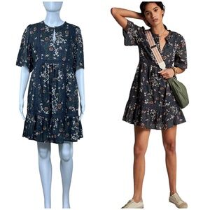 NWT Anthropologie Lori Tunic Dress Small Lace Trim Flowy Boho Festival Peasant